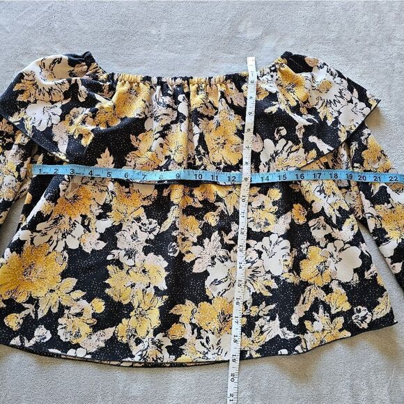 Aritzia Wilfred Black And Yellow Floral Off The Shoulder Top Size XS - Picture 7 of 7
